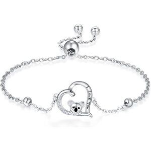 Sterling Silver Koala Animal Bracelet for Women & Girls Adjustable Gift